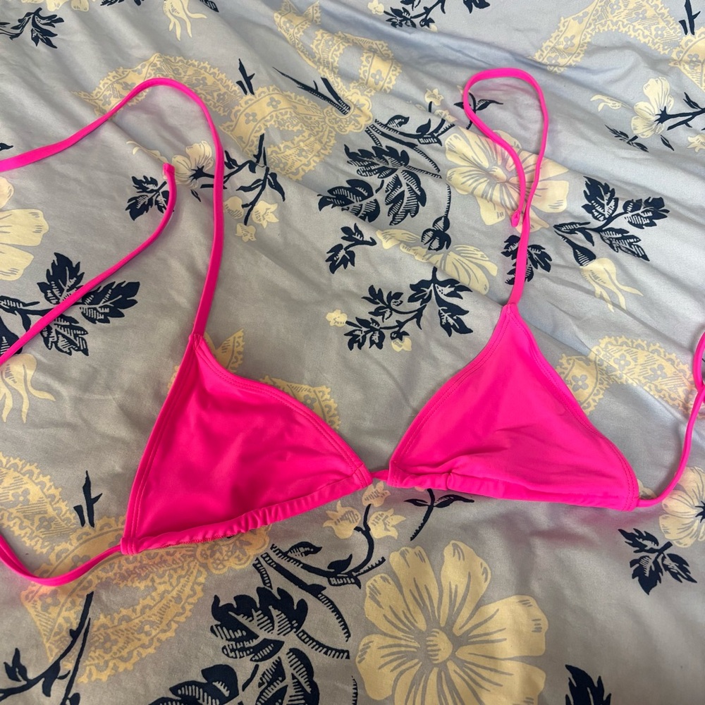 Hot pink tie string bikini top